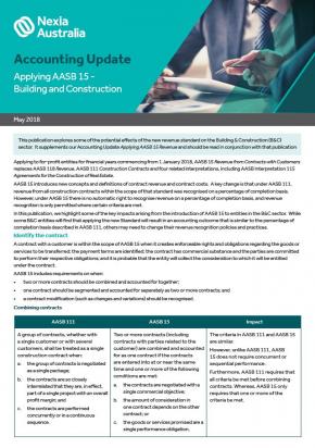 Applying AASB 15 - Building and Construction