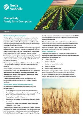 Stamp Duty - Family Farm Exemption