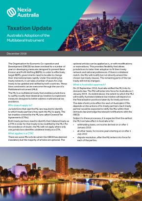 Australia’s Adoption of the Multilateral Instrument