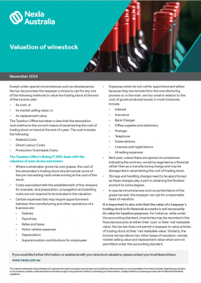 Valuation of Winestock
