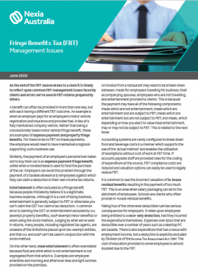 Fringe Benefits Tax Management Issues