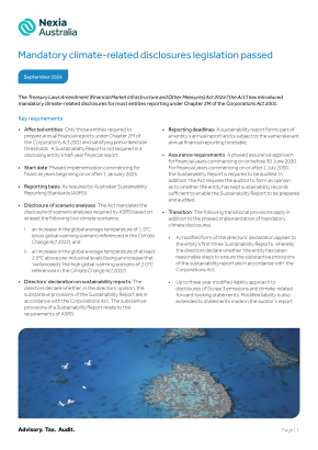 Mandatory climate-related disclosures legislation passed
