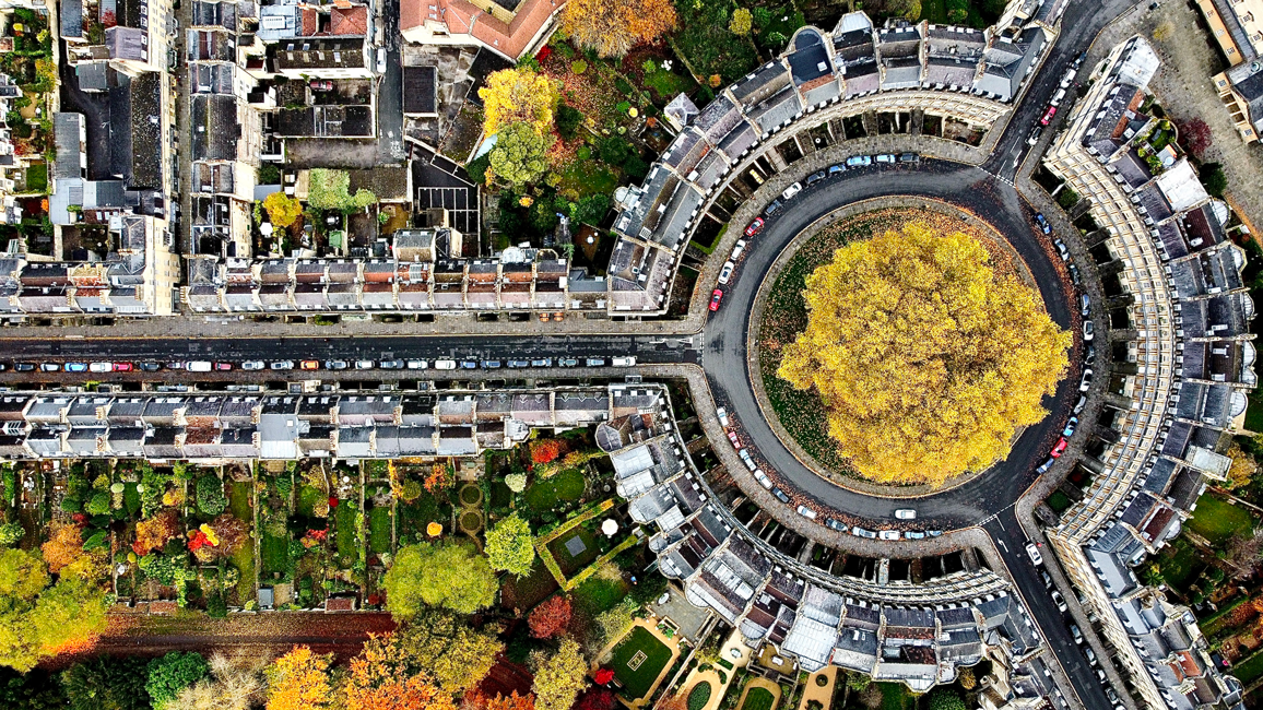 Aerial View Of The Circus Bath, UK