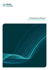 Nexia Australia 2021 front cover of Transparency Report